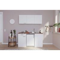 Miniküche Economy mit Geräten 150 cm Weiß/ Nussbaum Dekor - Nussbaumfarben/Weiß, Basics, Holzwerkstoff (150cm) - Respekta
