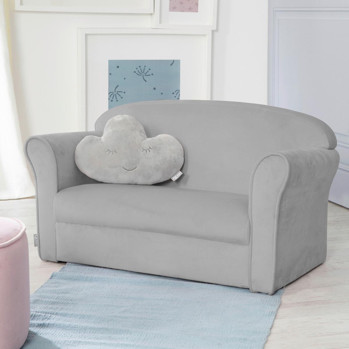 Kindersofa Grau Mit Armlehnen - Silberfarben/Grau, Basics, Textil (78/43/39cm) - Roba