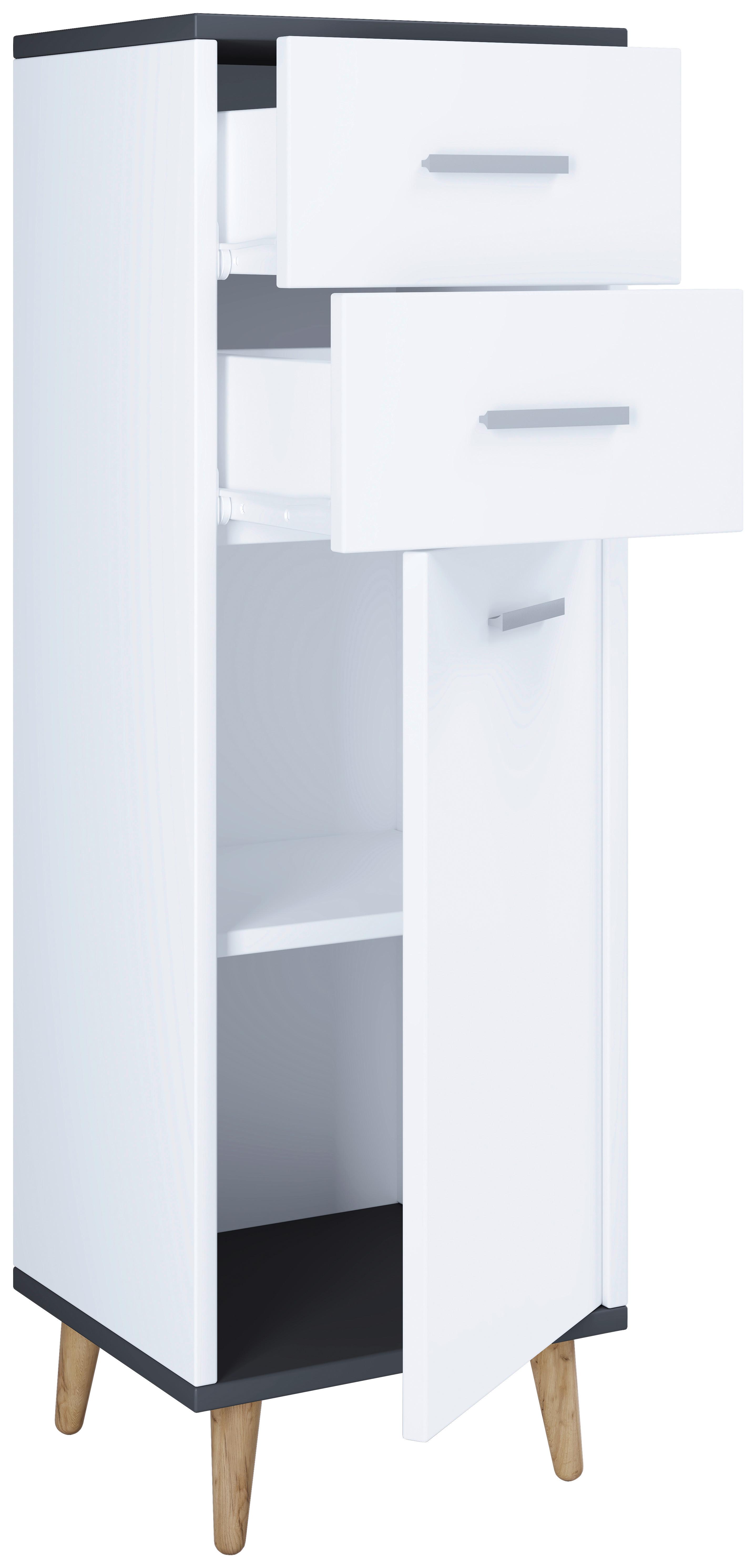 Kommode Lindas Weiß B: 32 cm - Eiche dunkel/Eichefarben, MODERN, Holzwerkstoff (32/97/28cm) - MID.YOU