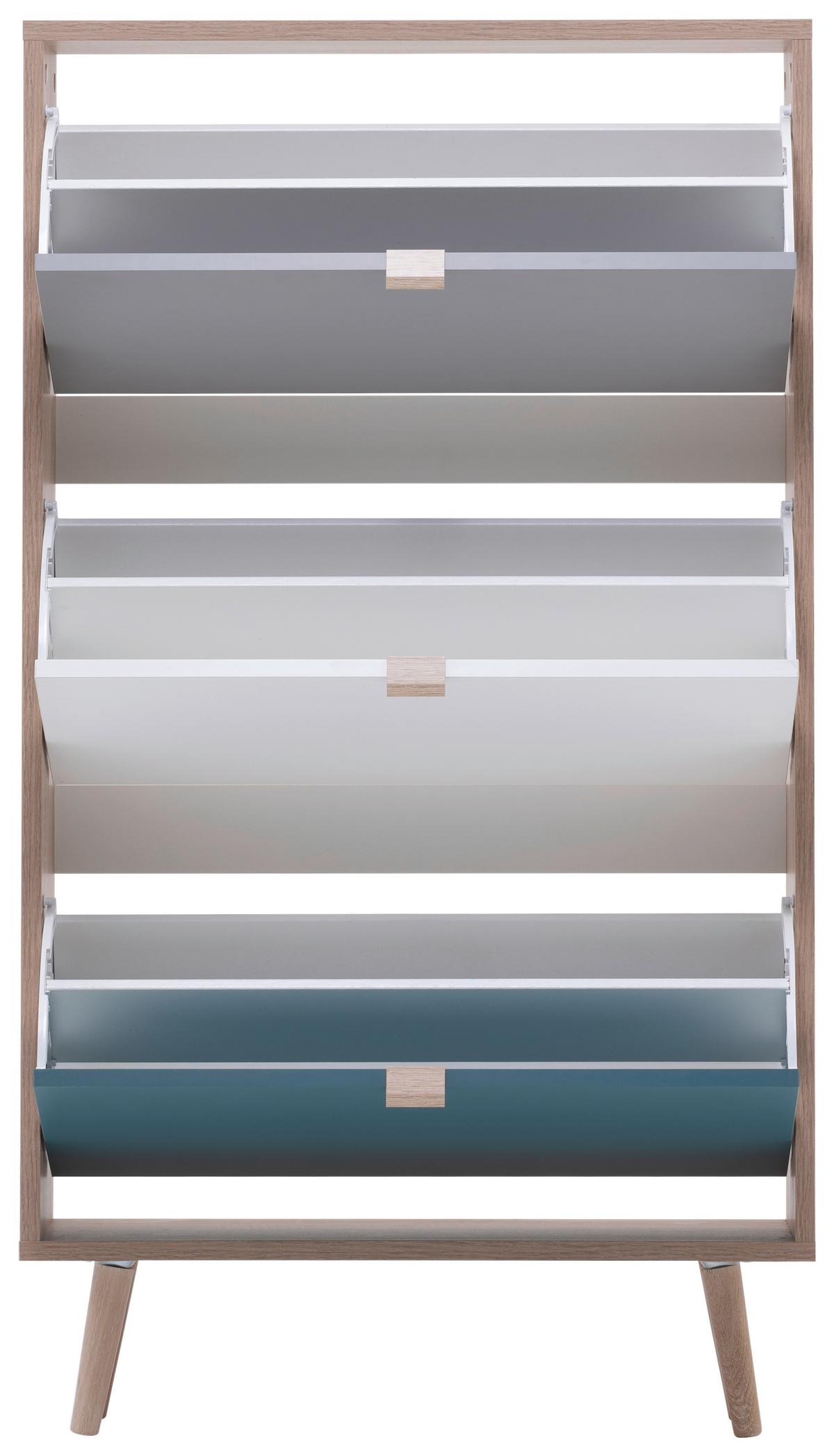 Schuhkipper Cuba 42 Trend, 3 Klappen Eichefarb. B: 70 cm - Eichefarben/Weiß, Trend, Holzwerkstoff (70/127/24cm) - MID.YOU