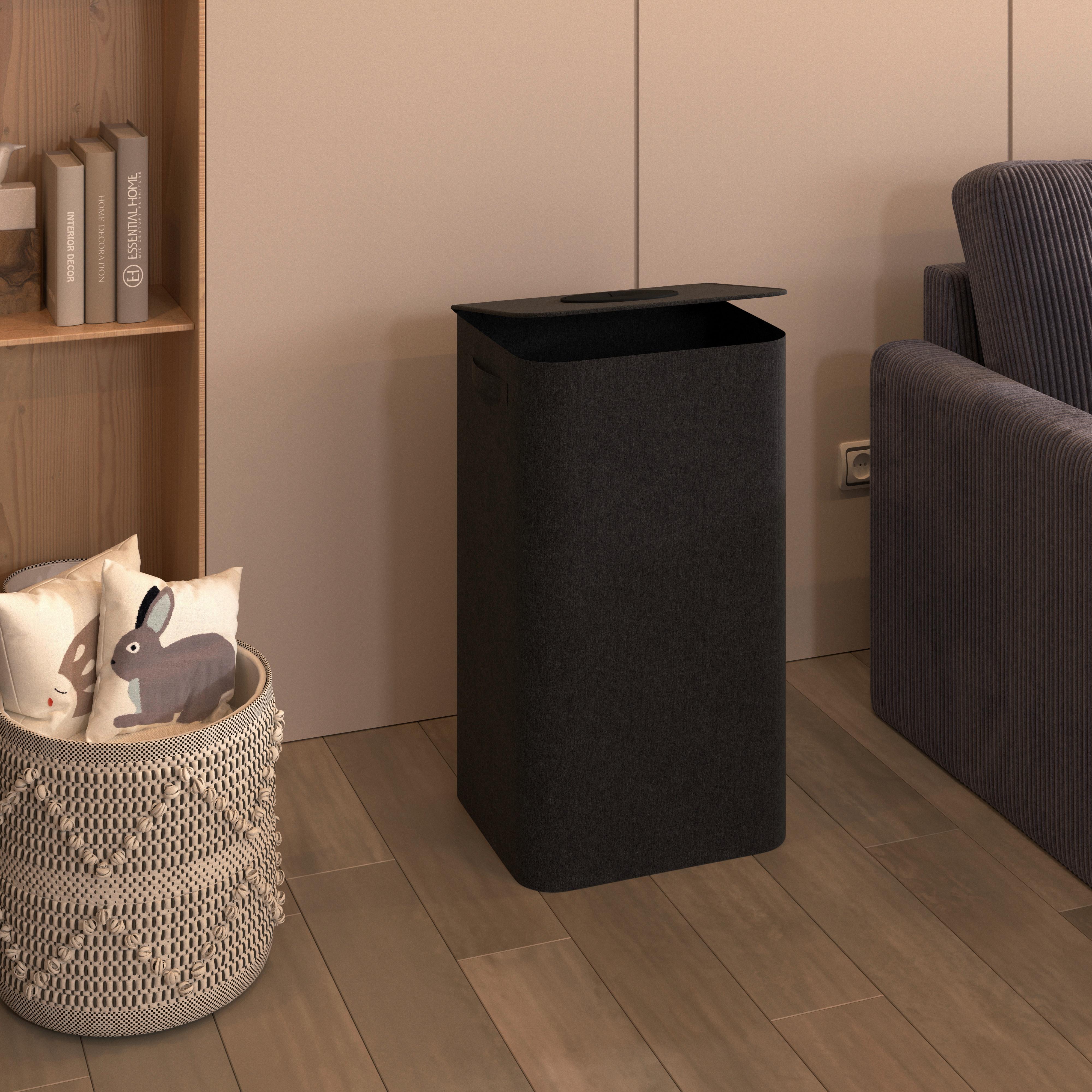 Sammelbehälter Pfand - Schwarz, MODERN, Textil (41/33/74cm) - Homezone