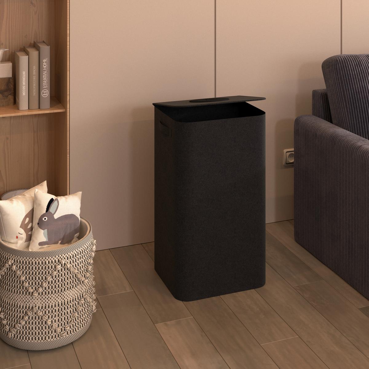 Sammelbehälter Pfand - Schwarz, MODERN, Textil (41/33/74cm) - Homezone
