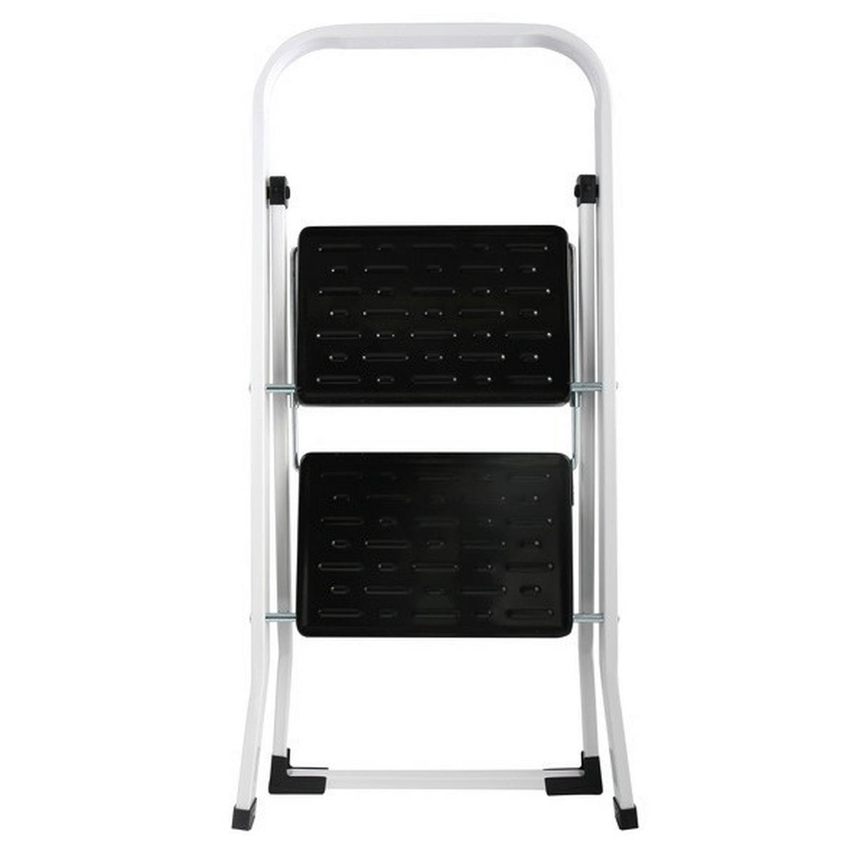 Klapptrittleiter 2 Stufen - Schwarz/Weiß, Basics, Kunststoff/Metall (46/54,5/81cm) - Spirella