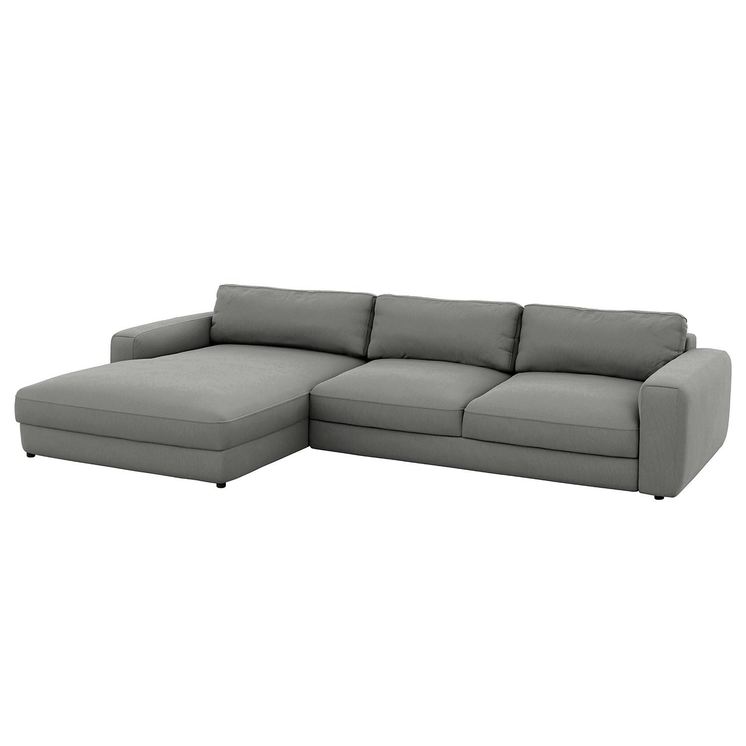 Ecksofa Bourbon, D. Grau S: 176x303 cm - Dunkelgrau/Schwarz, MODERN, Textil (176/303cm) - Trendmanufaktur