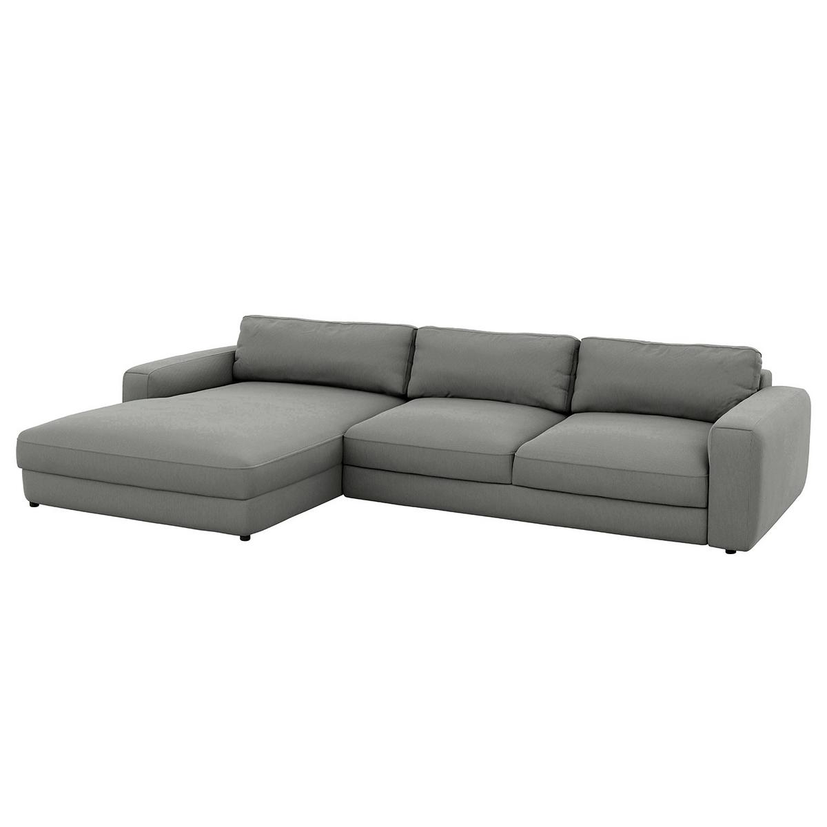Ecksofa Bourbon, D. Grau S: 176x303 cm - Dunkelgrau/Schwarz, MODERN, Textil (176/303cm) - Trendmanufaktur