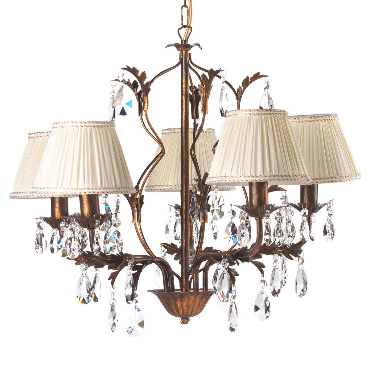 Kristall-hängeleuchte 4669/5b - Bronzefarben, KONVENTIONELL, Glas/Metall (60/105cm)