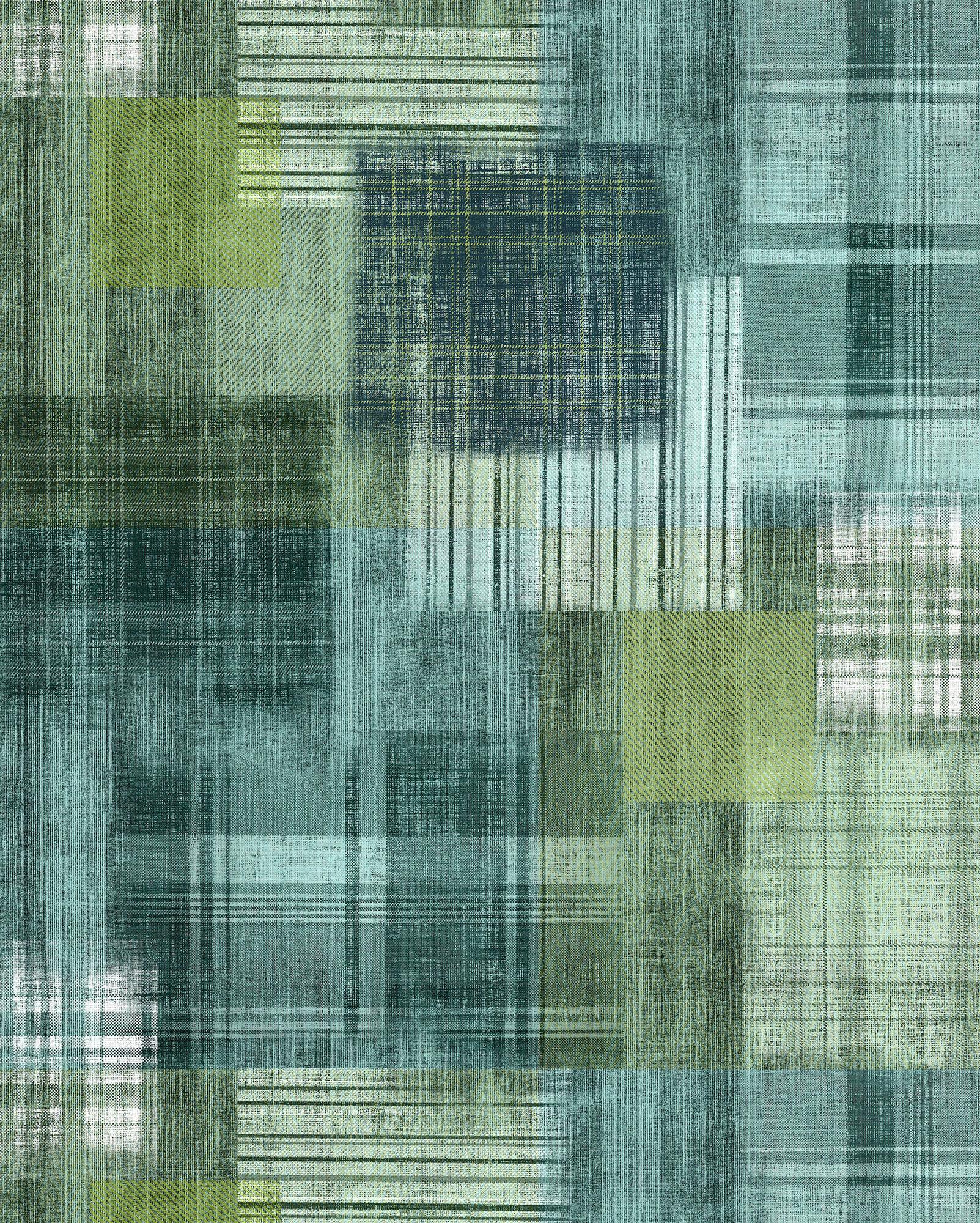 Vliestapete Patchy Plaid - Blau/Grün, Basics (200/250cm) - Komar