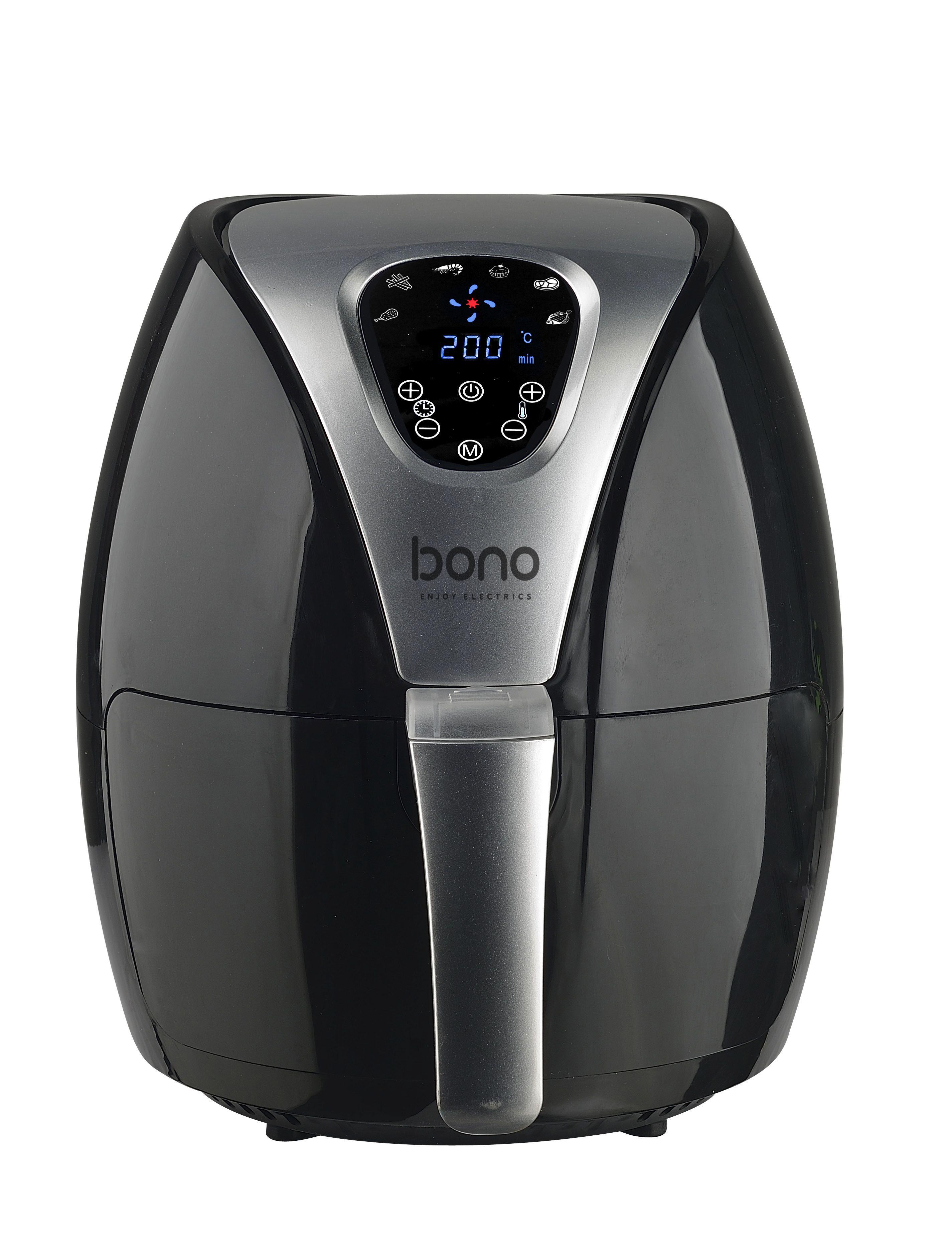 Forrólevegős Fritőz Martina - Nemesacél/Fekete, konvencionális, Műanyag/Fém (30/25/31cm) - Bono