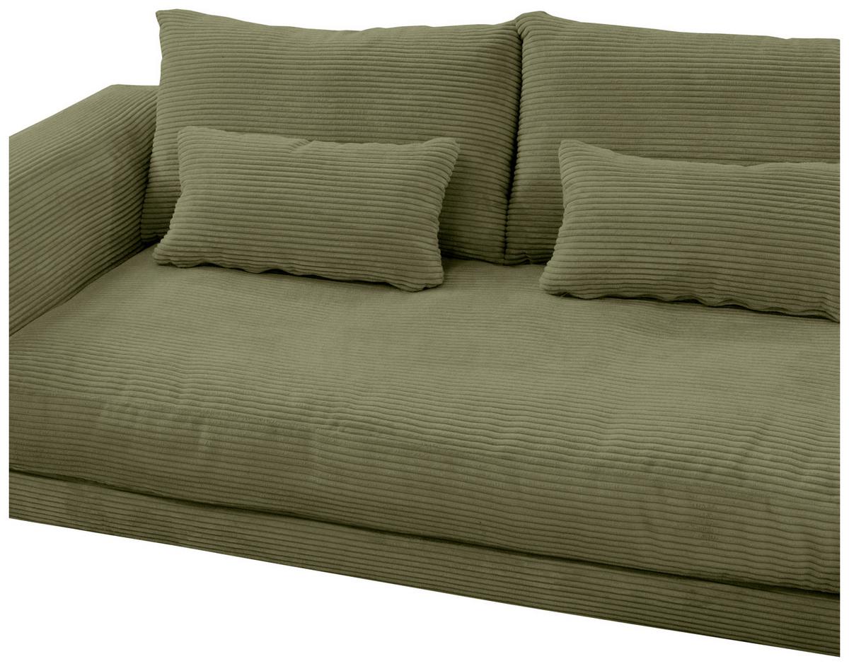Ecksofa Berlin Cord Olivgrün 313x172 cm - Schwarz/Olivgrün, Design, Textil (313/172cm) - Livetastic