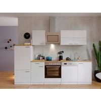 Küchenzeile Economy mit Geräten 280 cm Weiß/Nussbaum Dekor - Nussbaumfarben/Weiß, Basics, Holzwerkstoff (280cm) - Respekta