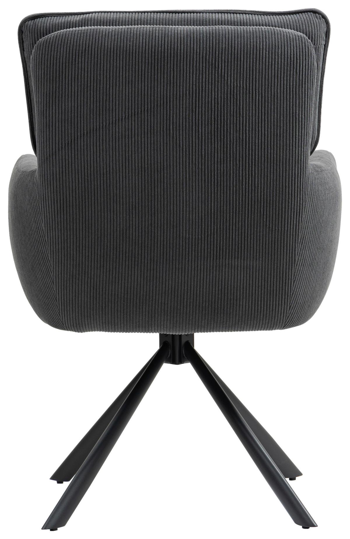 Armlehnstuhl Mila Cord Sitzfl. 180° drehbar, B: 60cm - Anthrazit/Schwarz, KONVENTIONELL, Textil/Metall (60/95/67cm) - MID.YOU