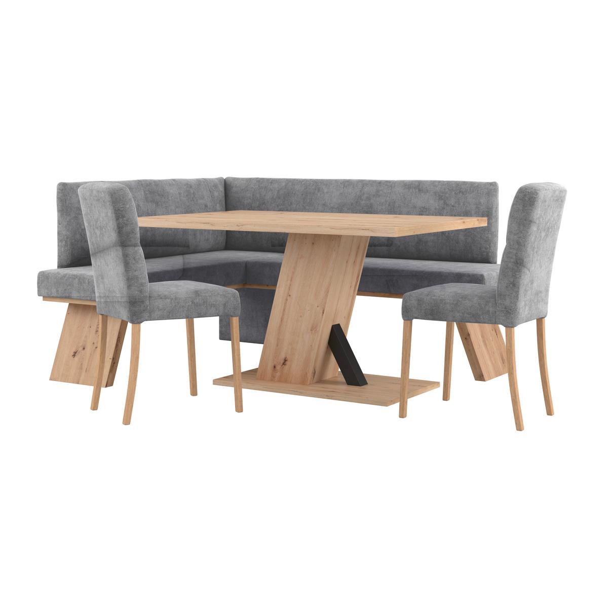 Eckbank Emma Ii Webstoff Schwarz, B: 150 Cm - Eichefarben/Schwarz, KONVENTIONELL, Holzwerkstoff/Textil (150/185cm)