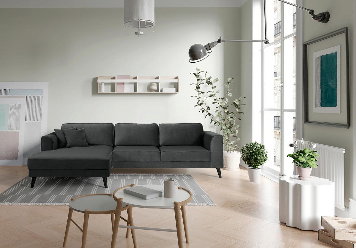 Ecksofa mit Schlaffunktion Lumber Jack Anthrazit - Wengefarben/Anthrazit, MODERN, Textil (167/308cm) - Trendmanufaktur