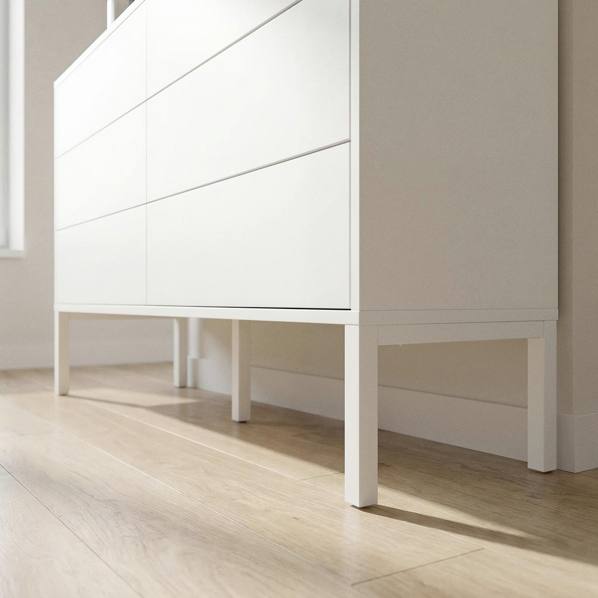 Široká komoda se 6 zásuvkami MDF/Kov s práškovým nátěrem - bílá, Moderní, kov/kompozitní dřevo (120/80/40cm) - Bessagi Home