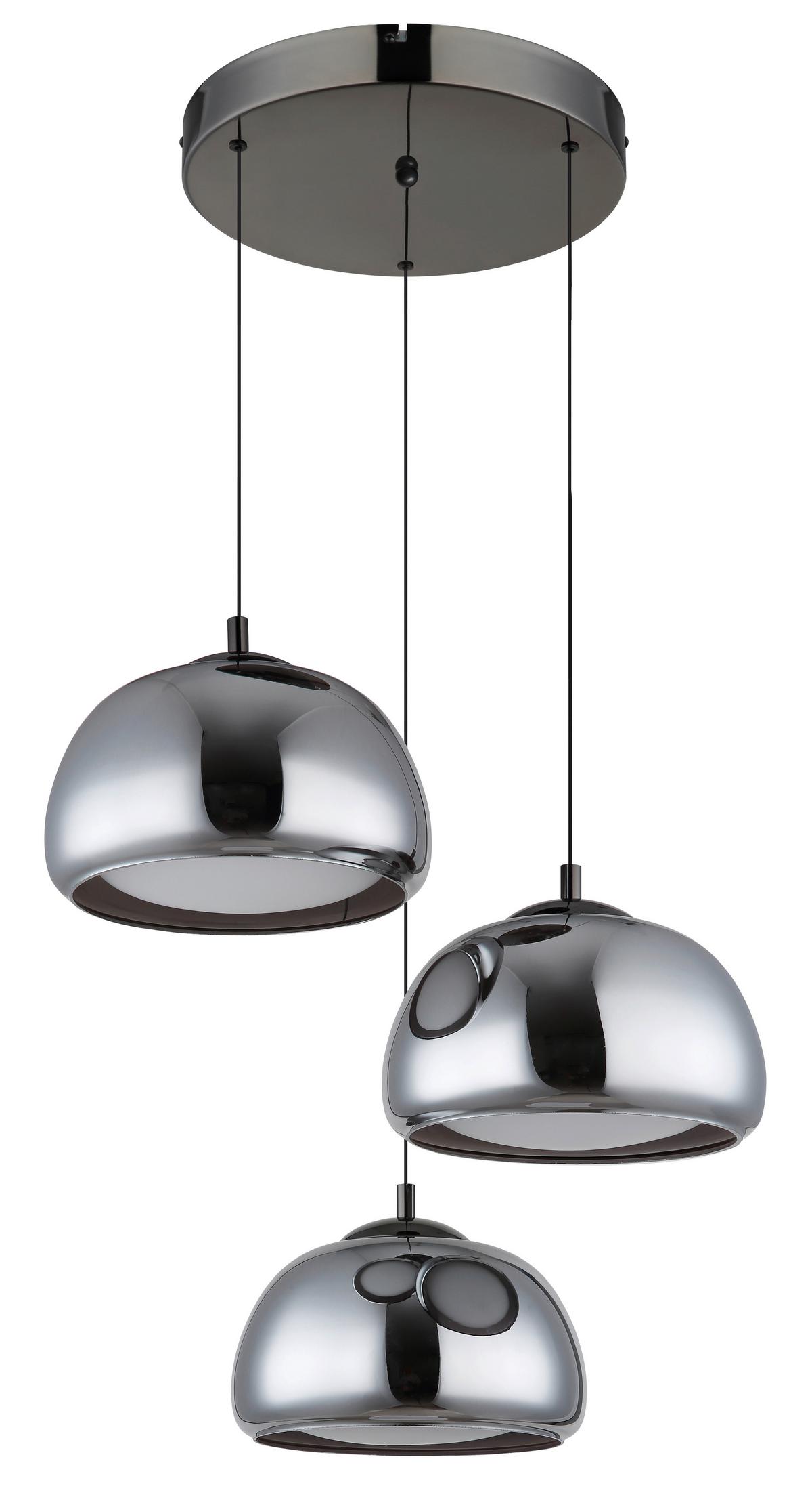 Hängeleuchte Avila Rauchglas ca. 50x150 cm - Schwarzchrom/Schwarz, Design, Glas/Kunststoff (50/150cm) - Globo