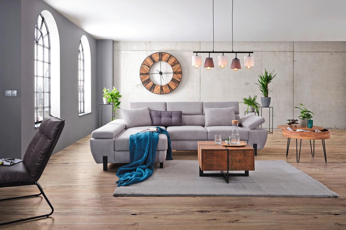 Rohová sedačka MILNA, levá, světle šedá - šedá/černá, Moderní, kov/dřevo (189/277cm) - Mömax