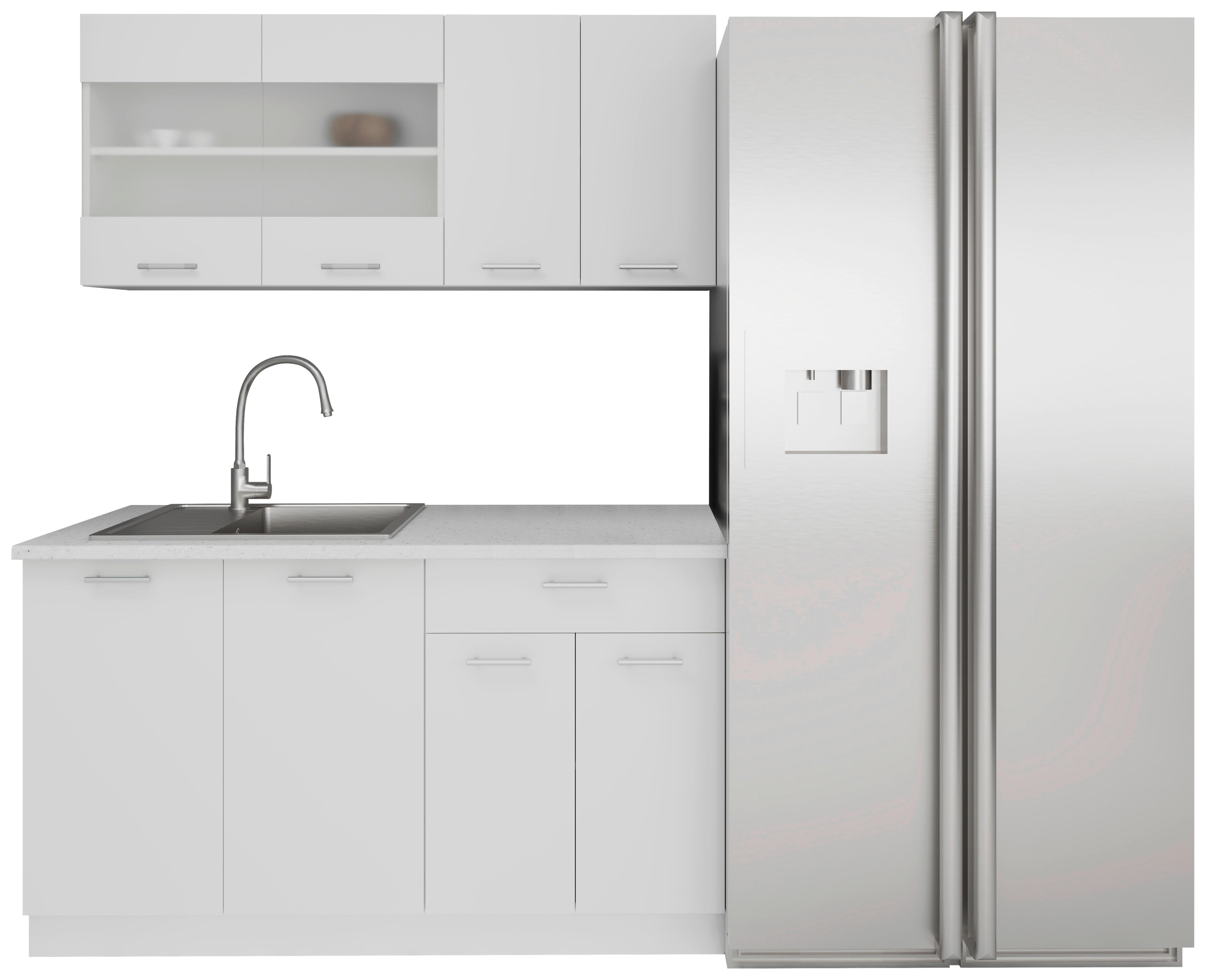 Miniküche Esilo Weiß B: 140 cm - Weiß, KONVENTIONELL, Holzwerkstoff (140cm) - MID.YOU