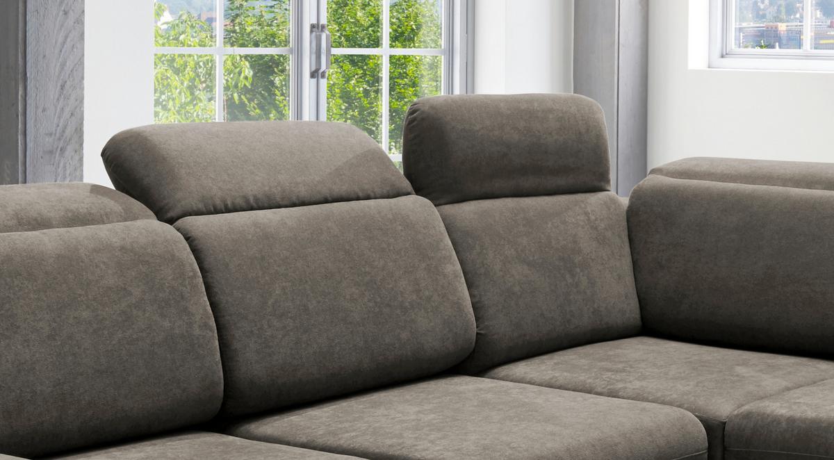 Ecksofa Vasto Dunkelbraun S: 283x228cm - Chromfarben/Dunkelbraun, Design, Textil (283/228cm) - Livetastic