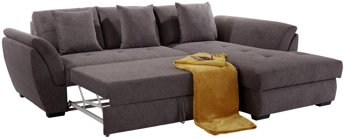 Rohová sedačka BERISSO, pravá, hnědá - hnědá, Design, textil/plast (278/187cm) - Ondega