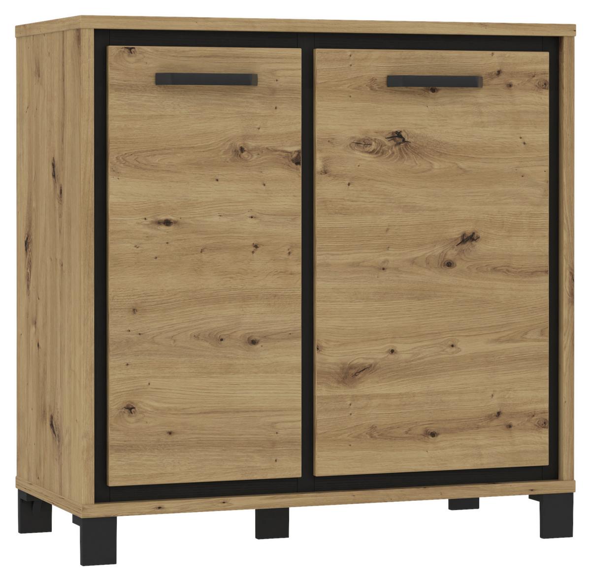 Kommode B 91,4 Cm Trondheim, Eiche Dekor/schwarz - Eichefarben/Schwarz, MODERN, Holzwerkstoff/Kunststoff (91,4/91,2/41,5cm) - MID.YOU