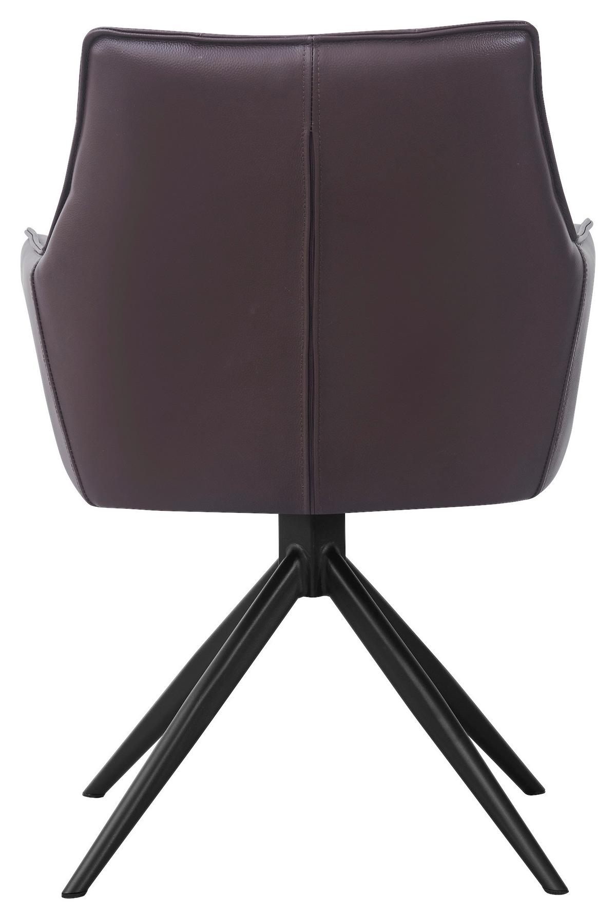 Armlehnstuhl Adriana Echleder braun, B: 57cm - Schwarz/Braun, MODERN, Leder/Holz (57/87/62cm)