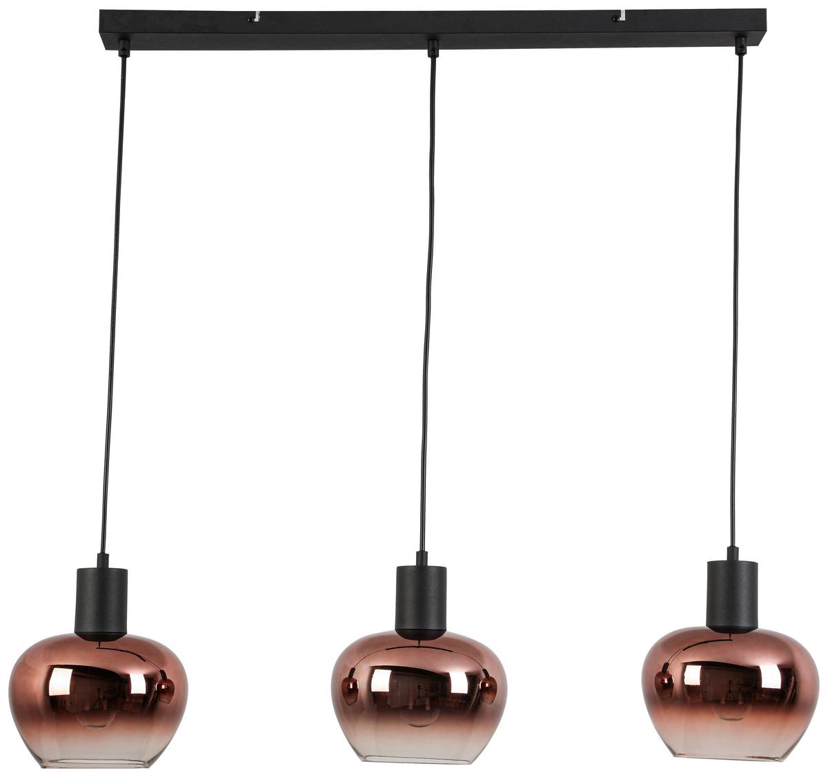 Hängeleuchte Sani - Schwarz/Kupferfarben, MODERN, Glas/Kunststoff (86/18/120cm) - James Wood