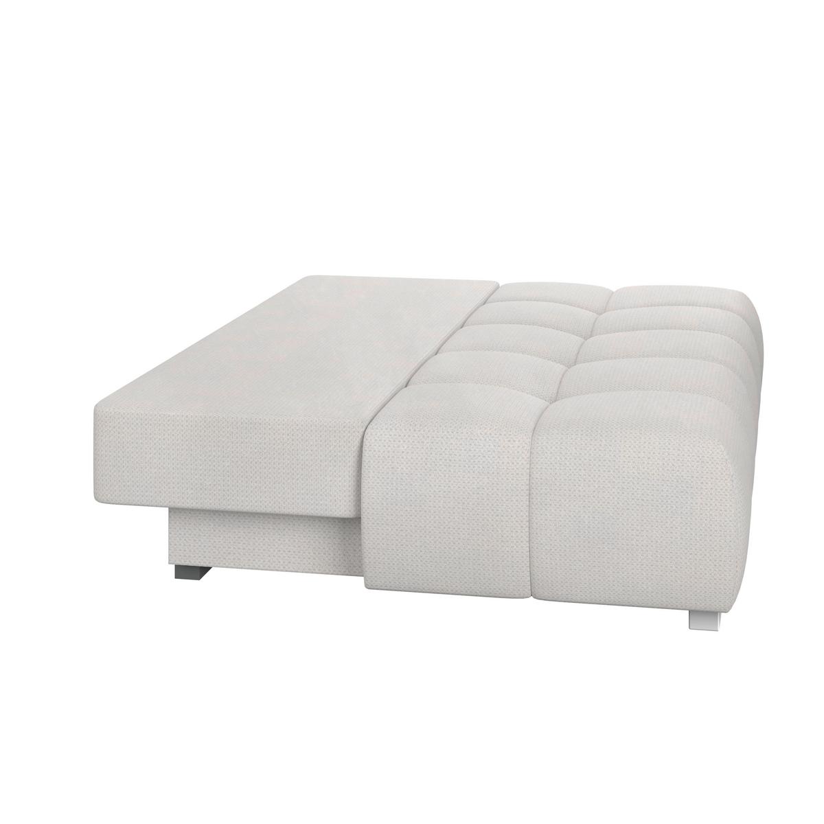 Boxspringsofa mit Bettkasten Webstoff creme, B:206cm - Chromfarben/Creme, Trend, Holzwerkstoff/Textil (206/90/105cm) - Luca Bessoni