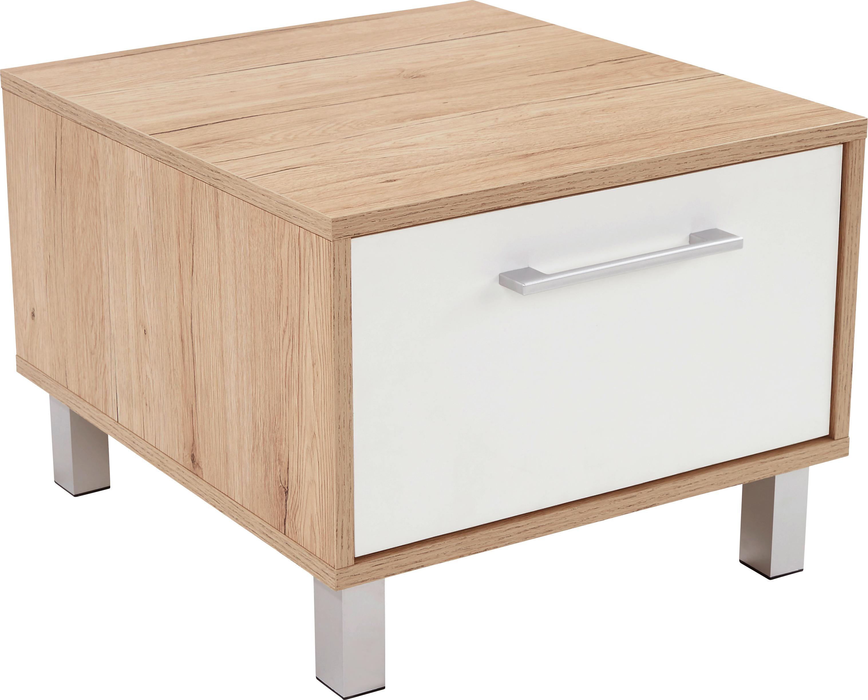 Nachtkästchen Box - Eichefarben/Alufarben, MODERN, Holzwerkstoff (50/37/50cm)