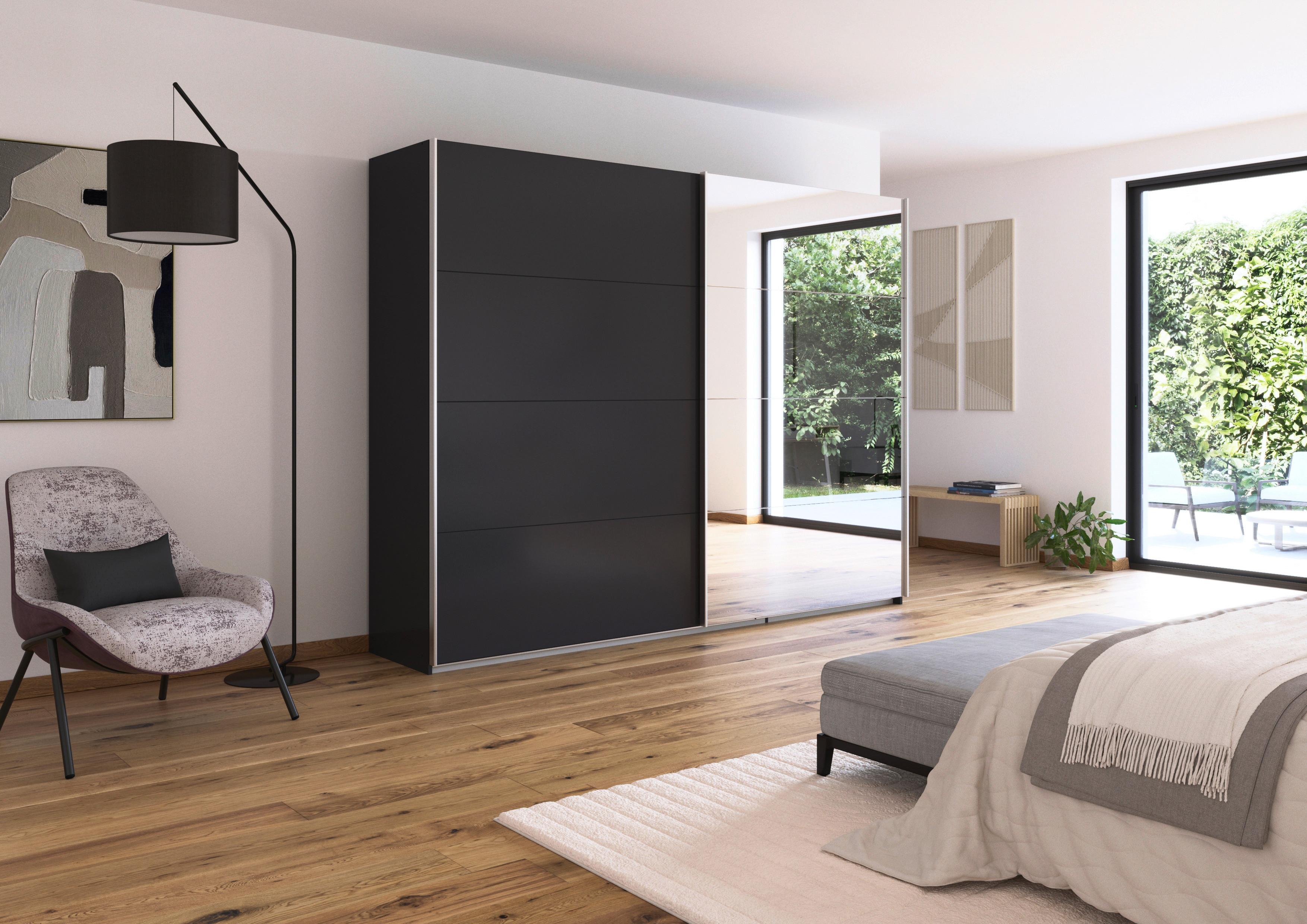 Schwebetürenschrank + Spiegel B: 271cm Feldkirch Grau - Anthrazit/Silberfarben, MODERN, Holzwerkstoff (271/210/62cm)