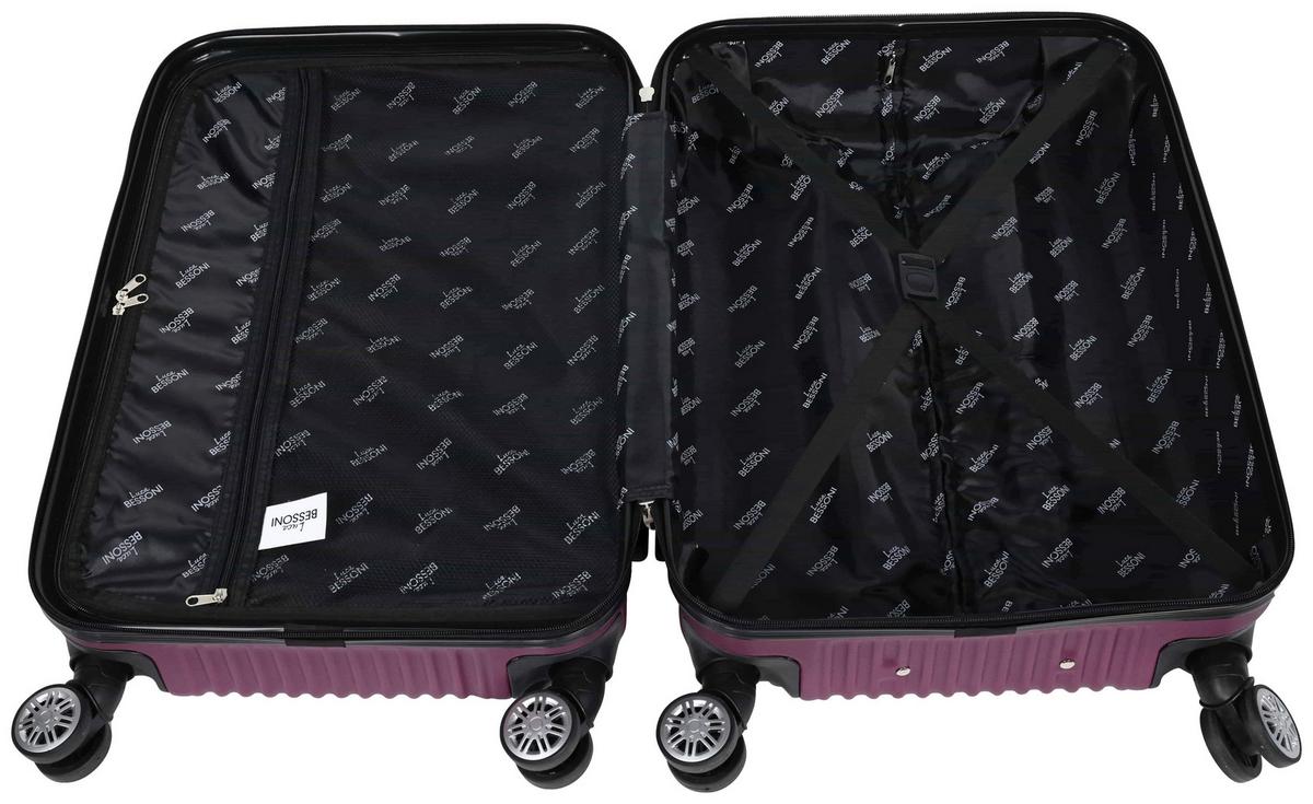 Reisekoffer Palermo 4 Rollen Hartschale, Größe M - Lila, Design, Kunststoff/Textil (43/26/65cm) - Luca Bessoni
