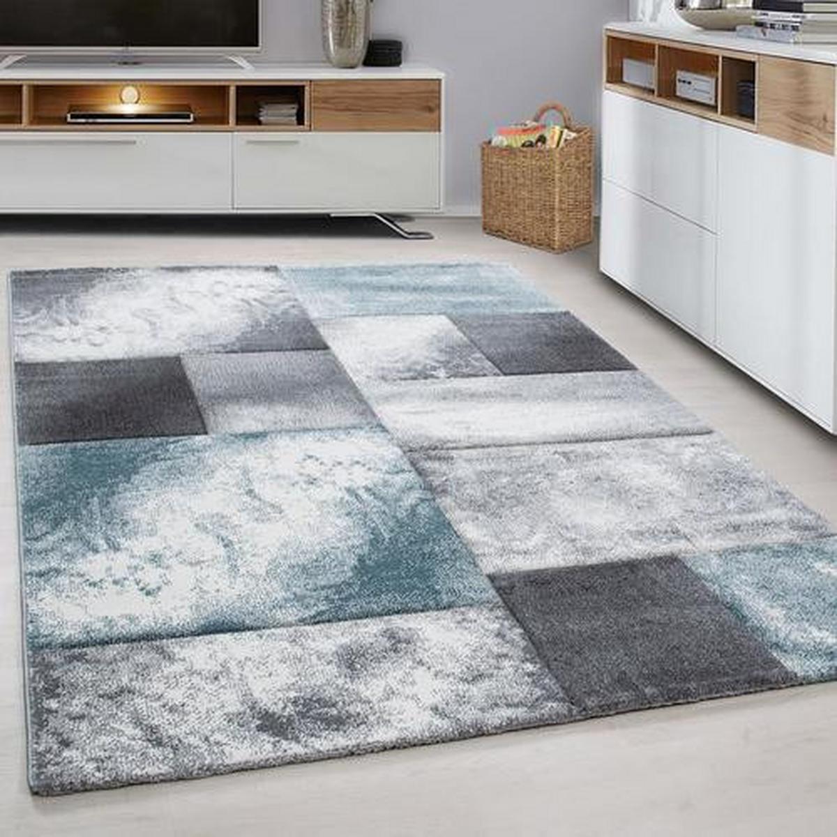 Webteppich Blau Hawaii 80x150 cm - Blau, KONVENTIONELL, Textil (80/150cm)