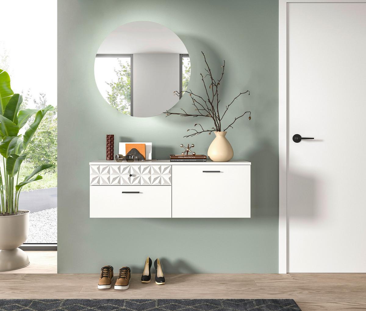 Garderobe Prisma Weiß B: 110 Cm - Weiß, Design, Holzwerkstoff (110/192/34cm) - MID.YOU