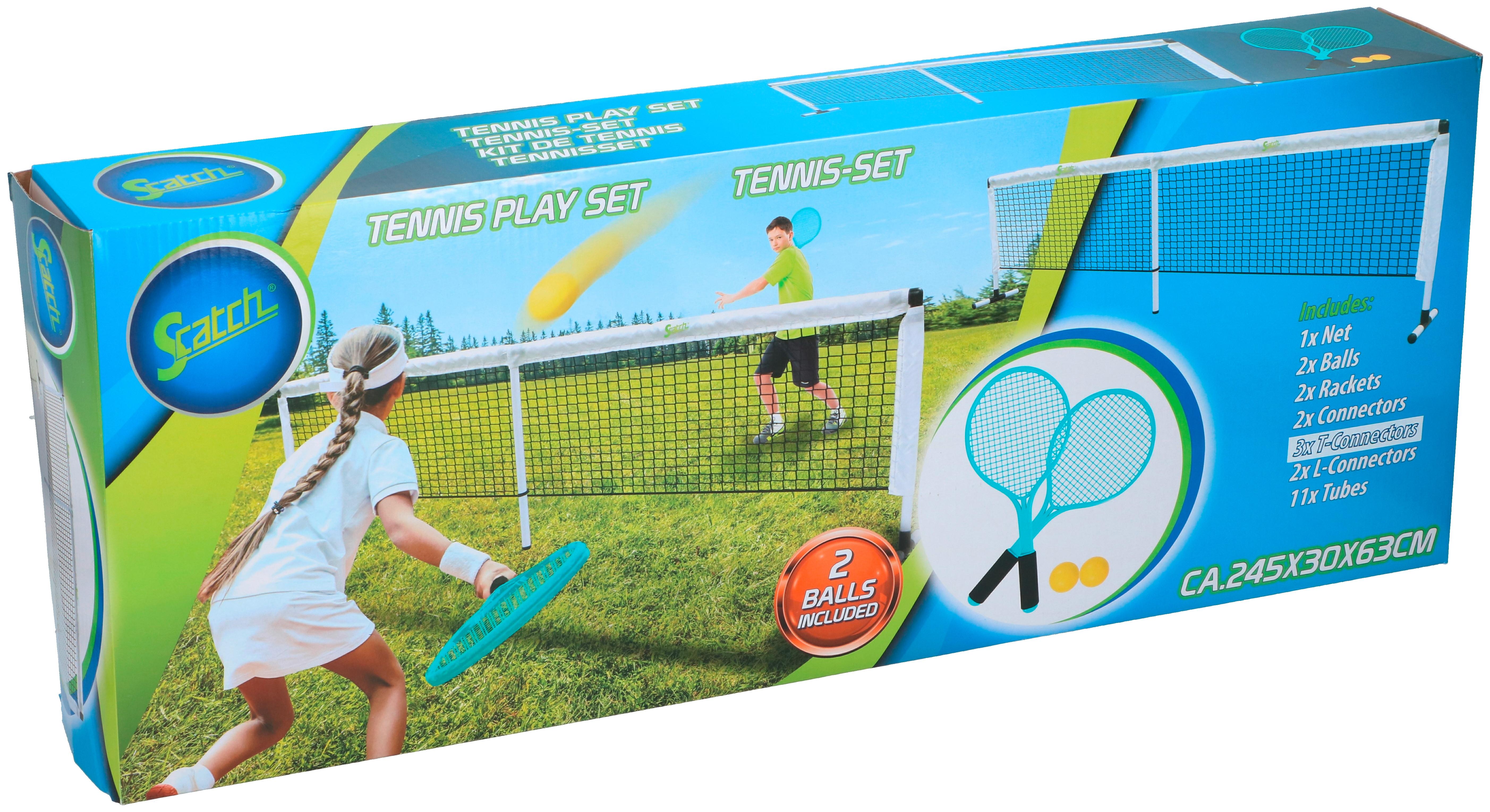 Scatch Tennis- Set Outdoor Kunststoff Blau/Schwarz - Pastellblau, Basics, Kunststoff (245/32/64cm)