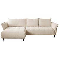 Ecksofa mit Schlaffunktion & Bettkasten Monte Carlo Creme - Creme/Schwarz, Trend, Textil (160/290cm)