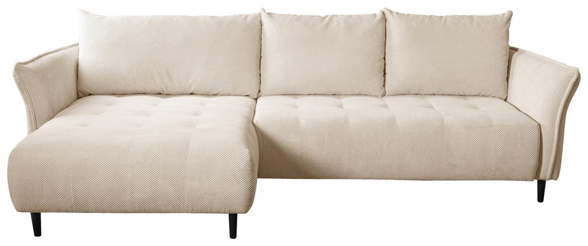 Ecksofa mit Schlaffunktion & Bettkasten Monte Carlo Creme - Creme/Schwarz, Trend, Textil (160/290cm)