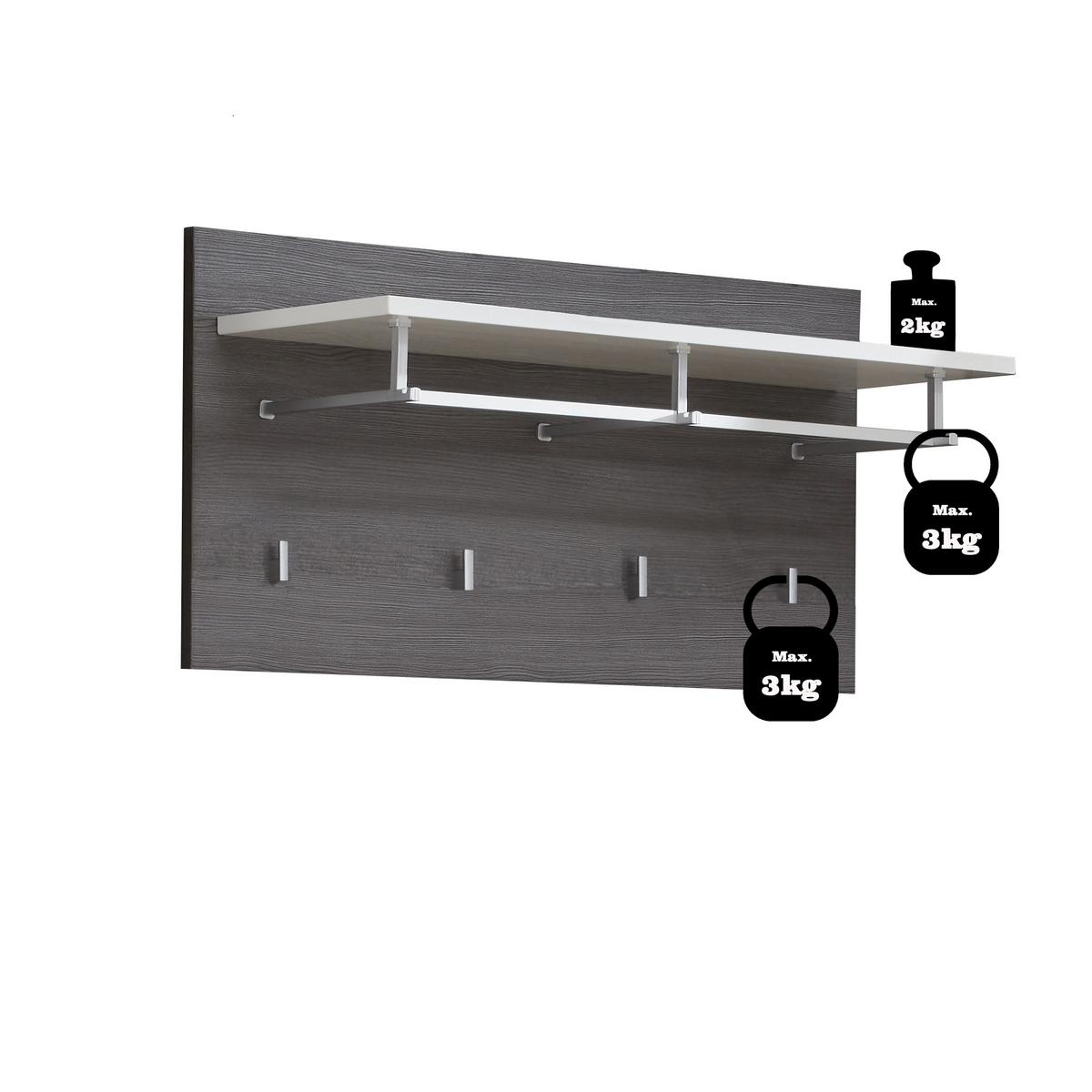 Wandgarderobe Line Silbereichenfarben B:80cm - Weiß/Silbereichenfarben, MODERN, Holzwerkstoff (80/40/28cm) - MID.YOU