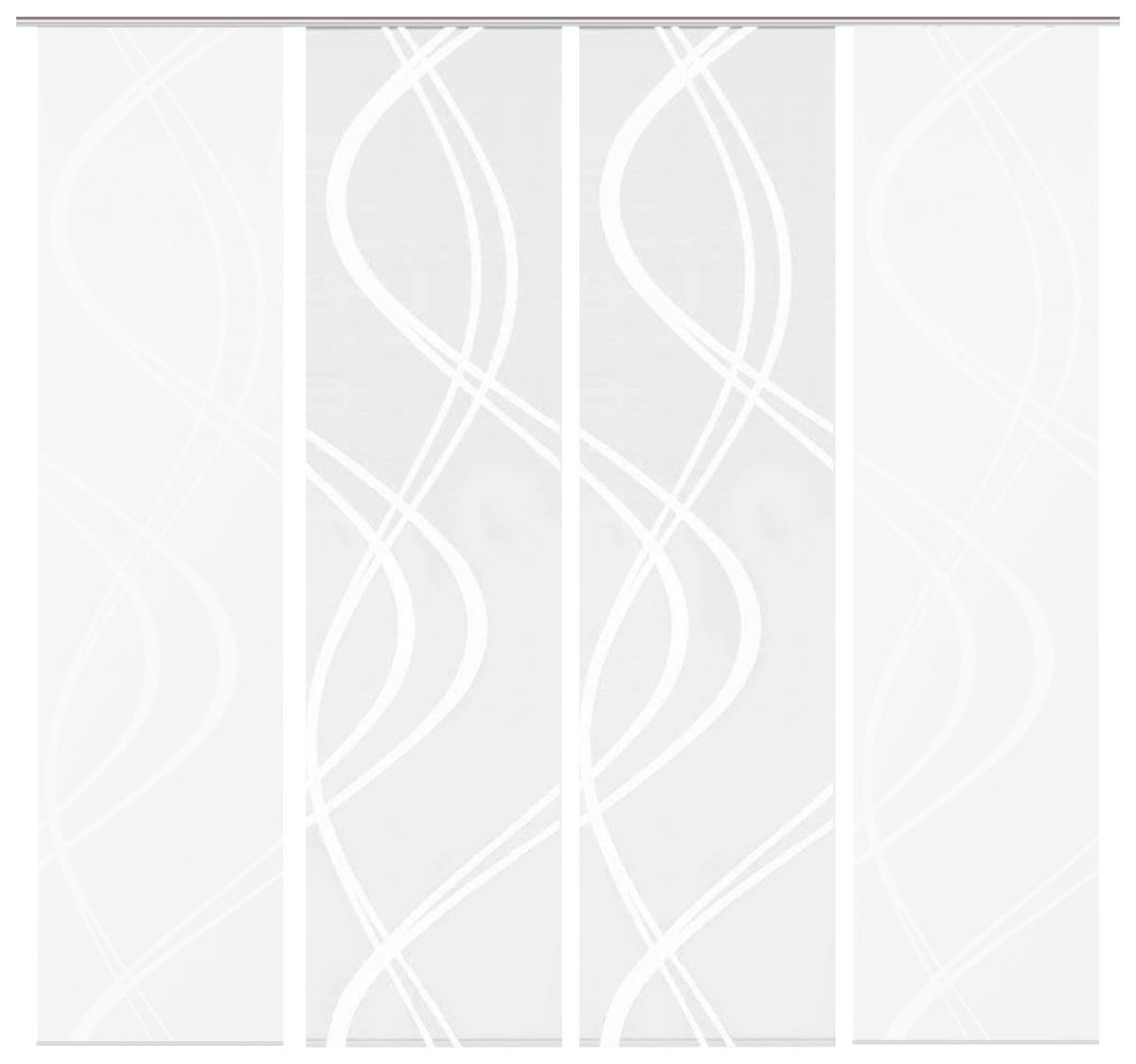 Flächenvorhang 4--Teilig. Tiberio B: 60 cm, Weiß halbtransparent - Weiß, MODERN, Textil (60/245cm)