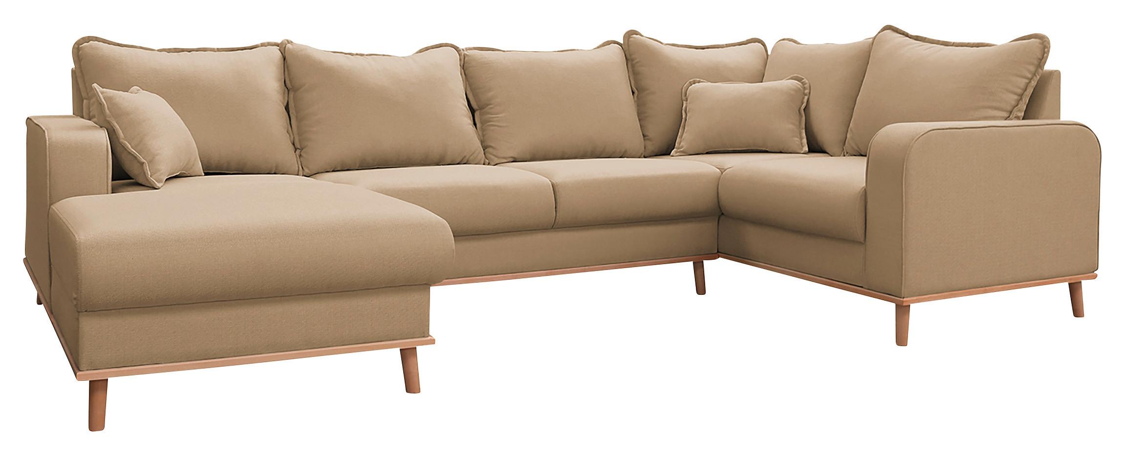 Wohnlandschaft Beata Sandfarben U: 170x296x167 cm - Sandfarben/Wengefarben, Design, Textil (170/296/167cm) - Livetastic