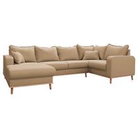 Wohnlandschaft Beata Sandfarben U: 170x296x167 cm - Sandfarben/Wengefarben, Design, Textil (170/296/167cm) - Livetastic