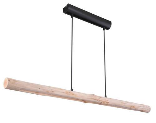 Hängeleuchte Mella H: 150 Cm 1-Flammig - Schwarz/Naturfarben, Basics, Holz/Metall (120/7/150cm) - Globo