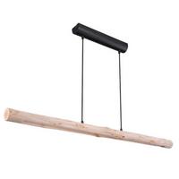 Hängeleuchte Mella H: 150 Cm 1-Flammig - Schwarz/Naturfarben, Basics, Holz/Metall (120/7/150cm) - Globo