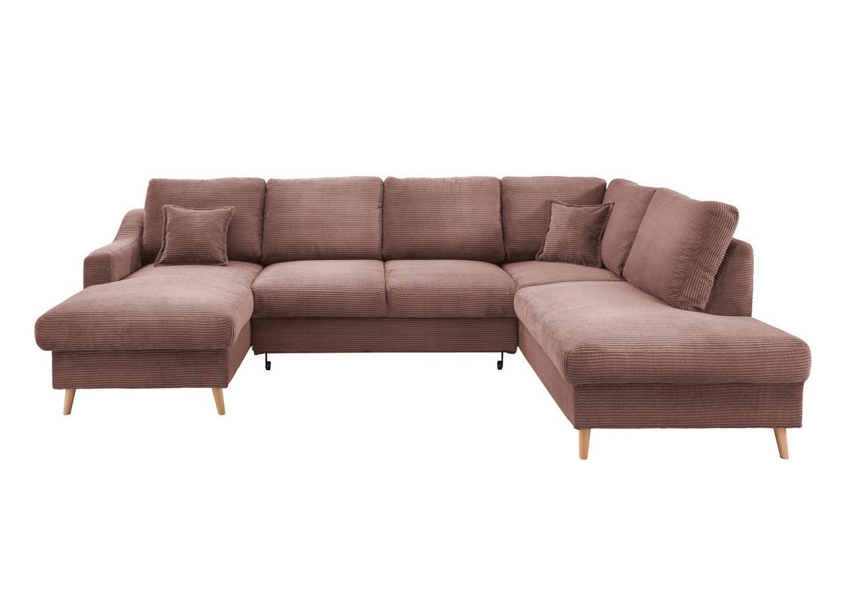 Wohnlandschaft Valentina - Rosa/Naturfarben, KONVENTIONELL, Textil (150/301/200cm) - P & B