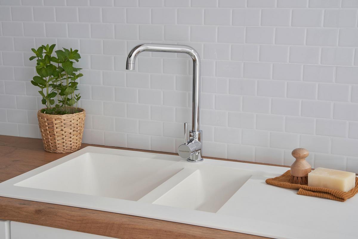 Spüle Respekta Einbauspüle Denver - Weiß, Trend, Glas/Kunststoff (100/20/50cm) - Respekta