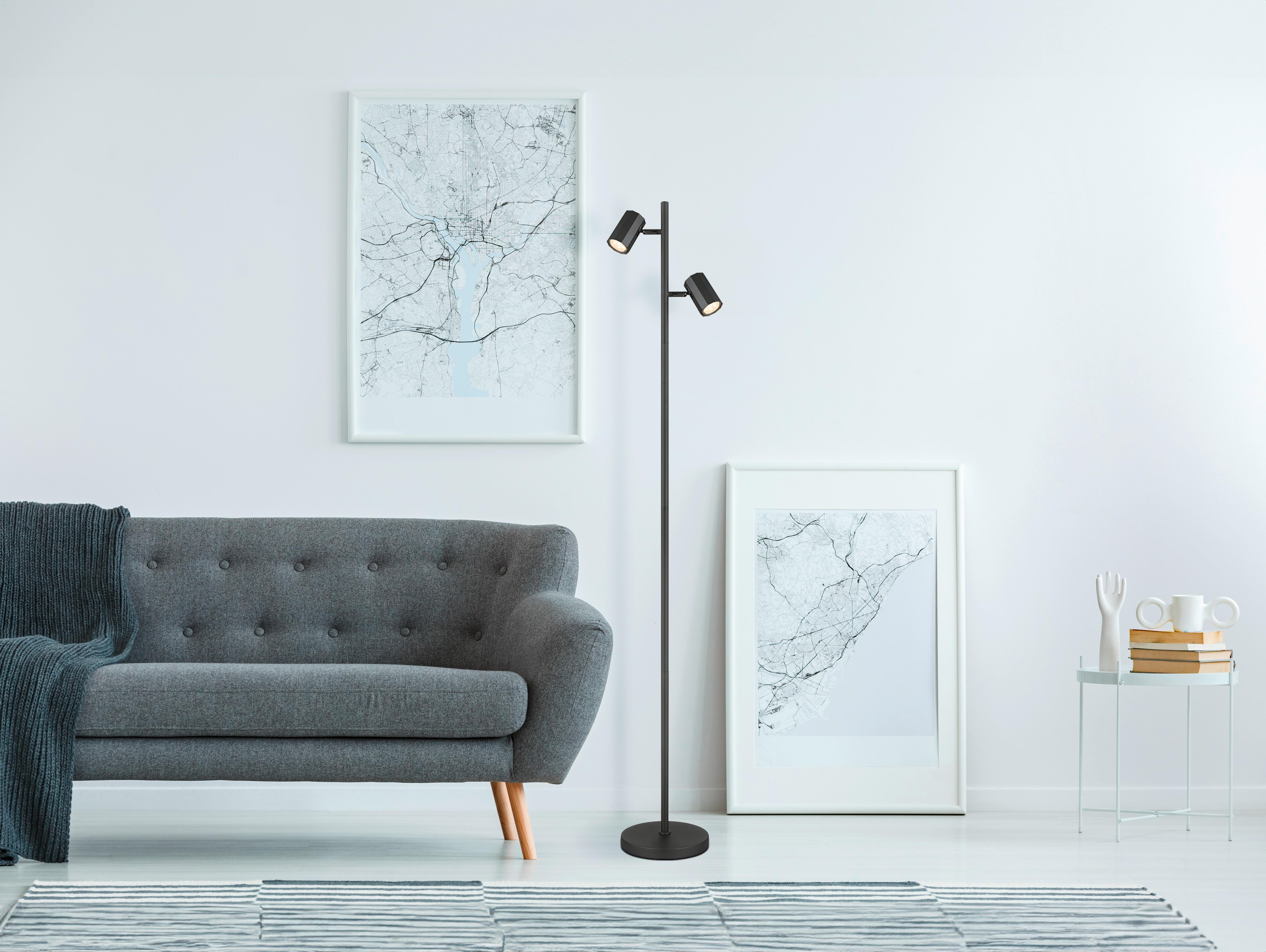 Stehleuchte 57918s - Grau, Design, Metall (27/22/158cm) - Globo