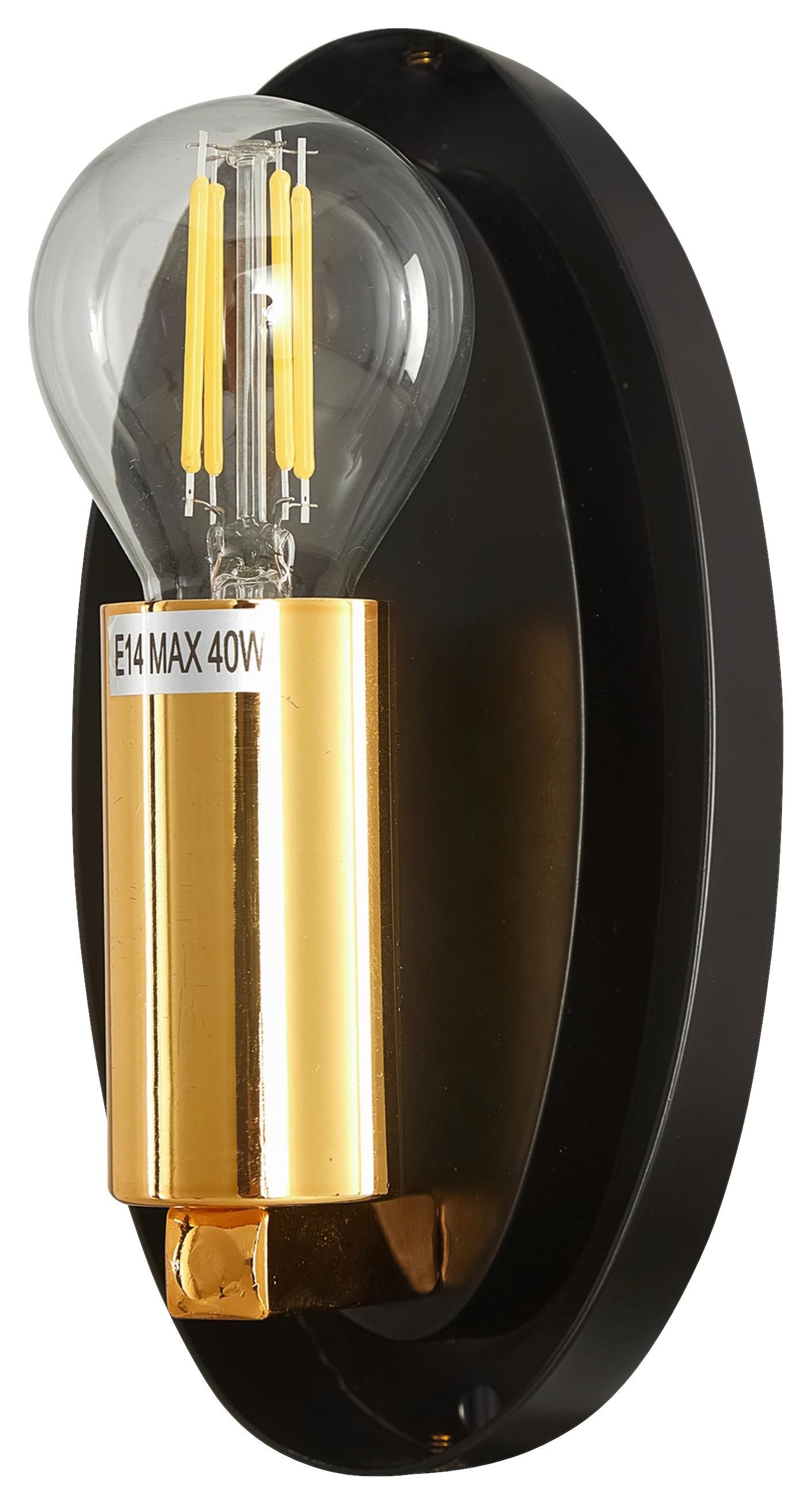WANDLEUCHTE MABELL - Goldfarben/Schwarz, Basics, Glas/Metall (12,8/20,8/27,5cm) - MAYTONI