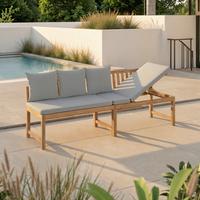 ZÁHRADNÁ LAVICA JUNOA - farba akácie/sivá, Modern, drevo/textil (200/75/60cm) - Bessagi Garden