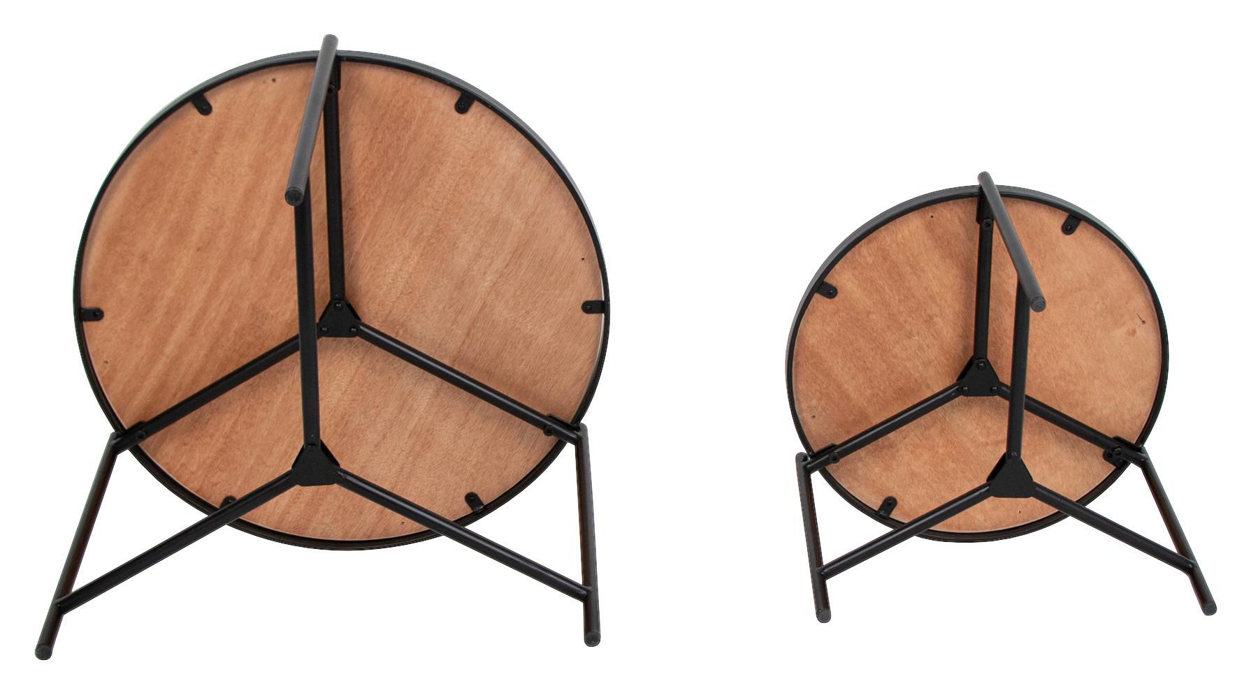 Beistelltischset Meli - Schwarz/Naturfarben, MODERN, Holzwerkstoff/Metall (47,5-34/49-35,5/38,5-30cm)