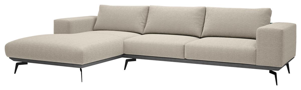 Sedací souprava ALBERO, levá, krémová - černá/krémová, Design, kov/dřevo (180/330cm) - MID.YOU