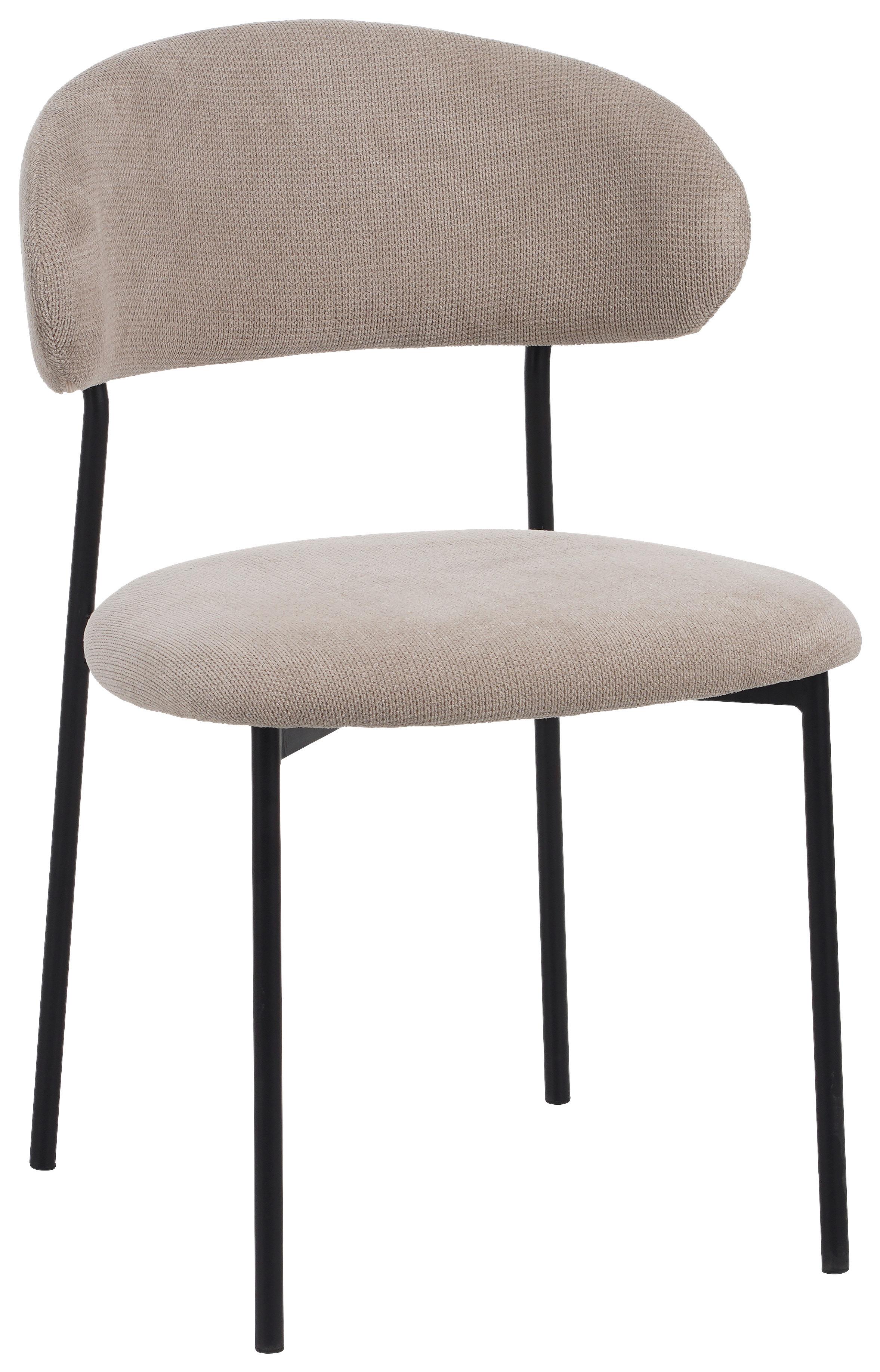 Vierfußstuhl Fenja Webstoff Beige, B: 53 cm - Beige/Schwarz, KONVENTIONELL, Textil/Metall (53/80/57cm) - MID.YOU