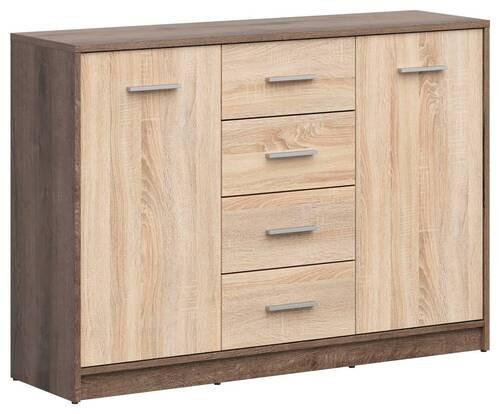 Kommode Nepo Plus Chest Of Drawers - Eichefarben/Schwarz, Design, Holzwerkstoff (118,5/84/34cm)